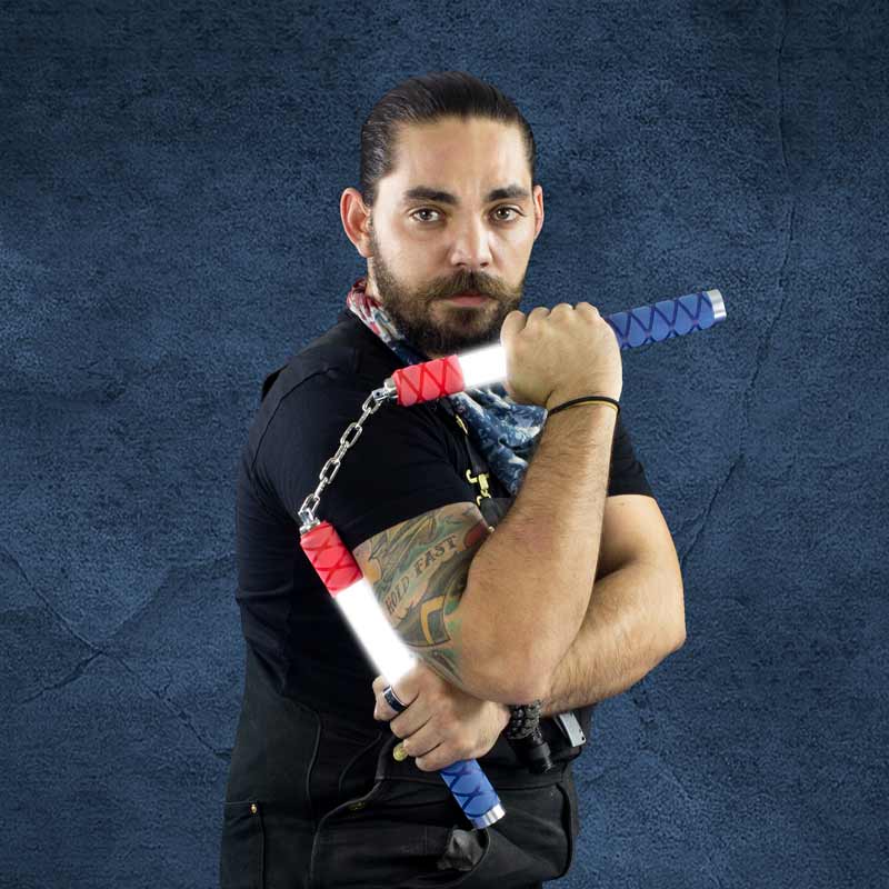 American LED Nunchaku LightUp Chucks Patriotic Nunchucks KOMBATIV