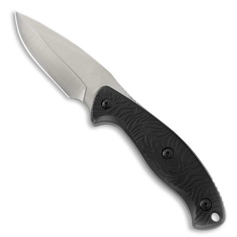 Combat Drop Point Knife Thick Steel Blade with Swivel Sheath Silver Combat Drop Point Knife Thick Steel Blade with Swivel Sheath Silver