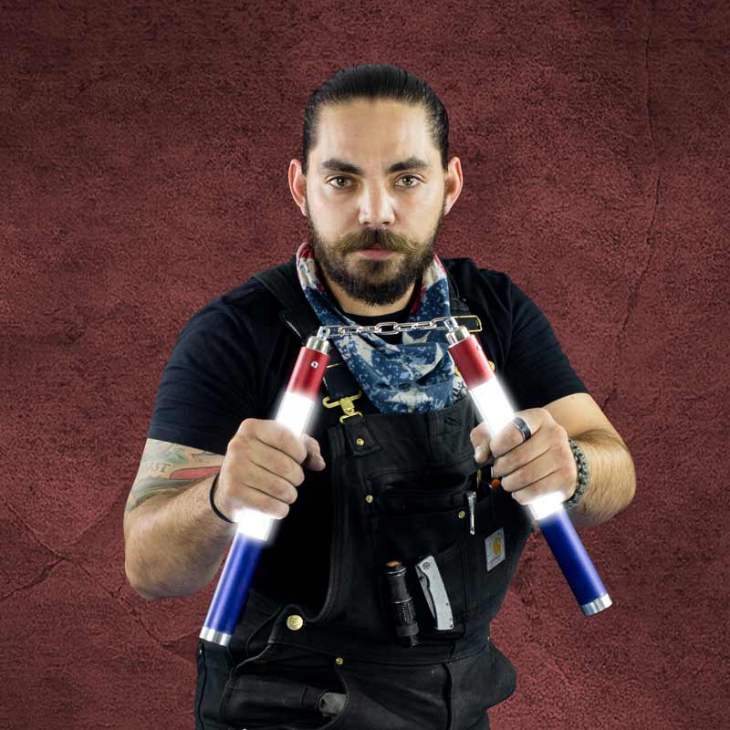 Deluxe American LED Nunchaku Patriotic Nunchucks Red White and Blue