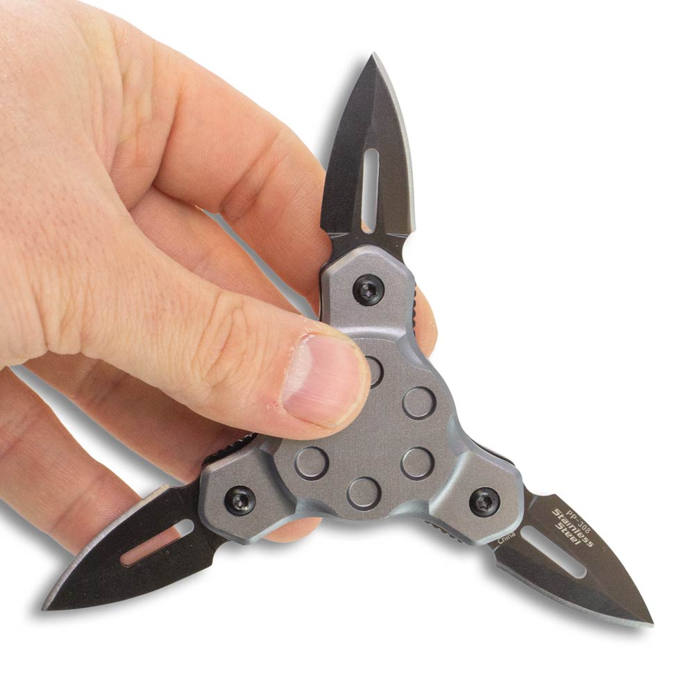 Gray Foldable Throwing Star- Tactical Folding Shuriken