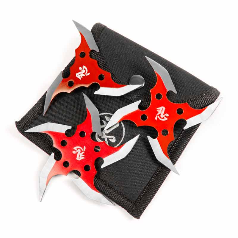 Red Razor Ninja Stars - Blood Red Throwing Stars - Spiked Crimson Throwing  Star Set