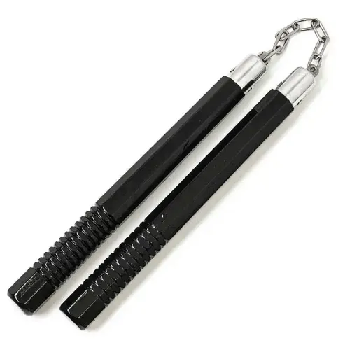 Black Octagon Nunchucks with Grip