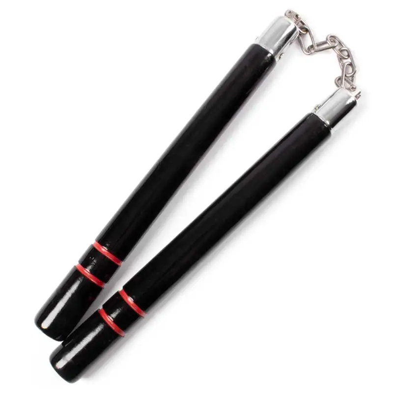 Black Wooden Nunchaku with Stripes