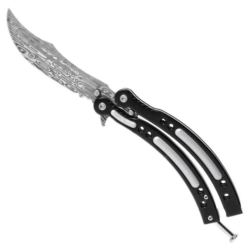 Dark Damascus Butterfly Knife