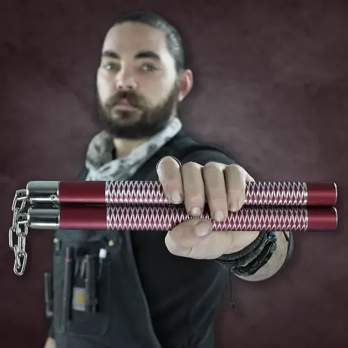 Red Competition Aluminum Nunchucks