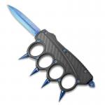 Blue Spiked OTF Knuckle Knife