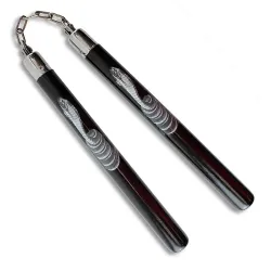 Black Studded Nunchaku - Wooden Nunchucks with Studs - Studded