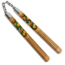 Natural Dragon Nunchaku with Grip
