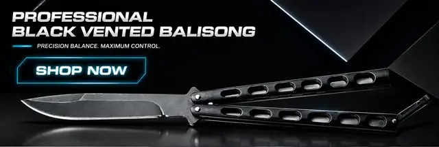 Professional Black Vented Balisong - Precision Balance