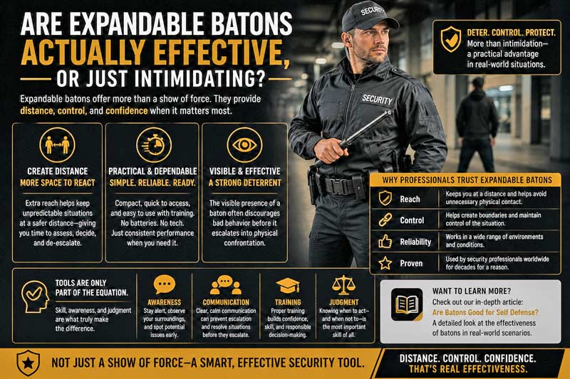 Expandable baton effectiveness and security deterrence infographic