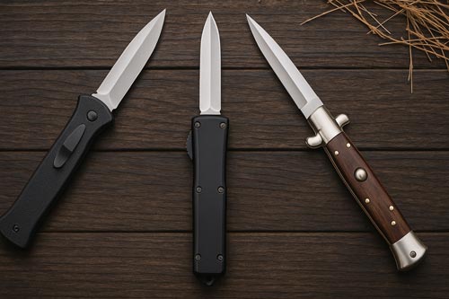 Comparison of 3 automatic knives.