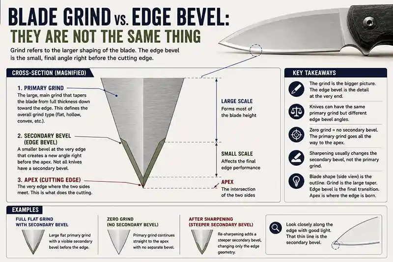 Blade Grind vs. Edge Bevel Infographic