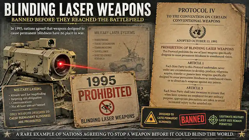 Blinding laser weapons prohibited under the 1995 international treaty