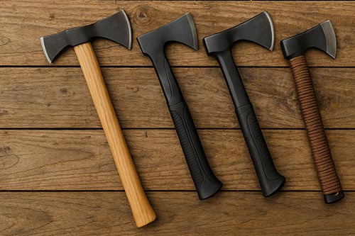 Four different types of throwing axes.