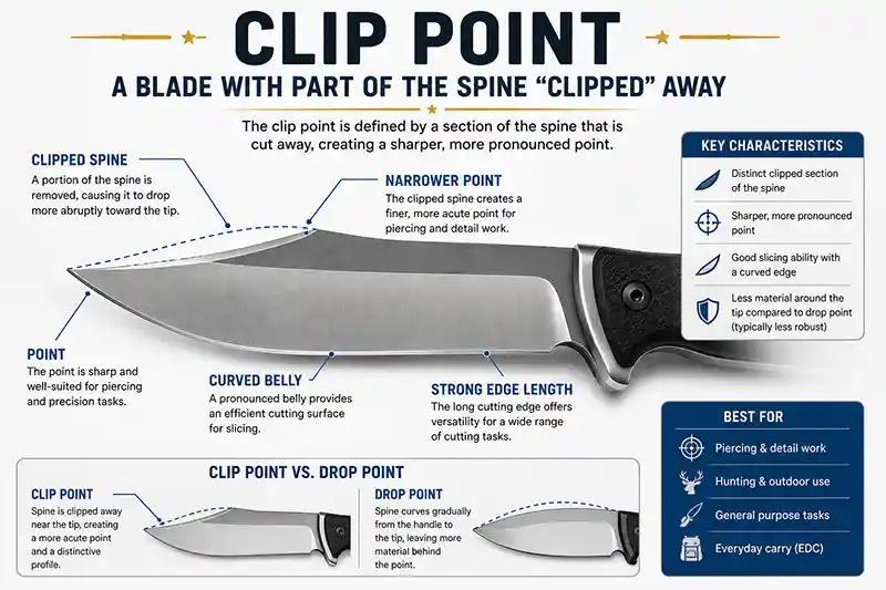 Clip Point Knife Blade Infographic