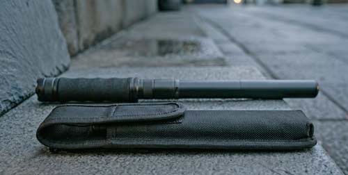 An expandable baton on the ground