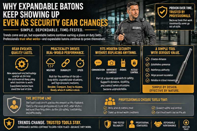 Expandable baton staying relevant in modern security infographic