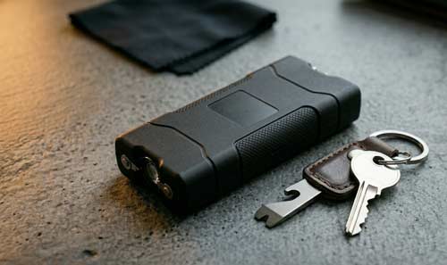 High voltage stun gun on a table