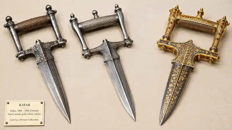 Indian katar push daggers with traditional H-shaped handles