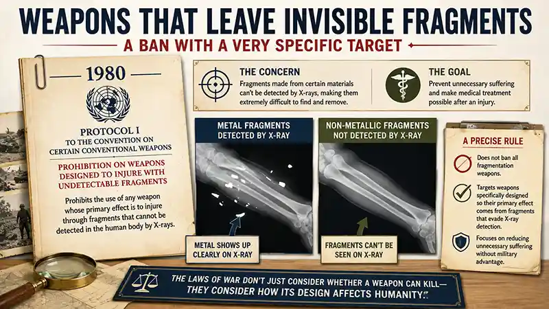 Weapons with undetectable fragments compared using X-ray images