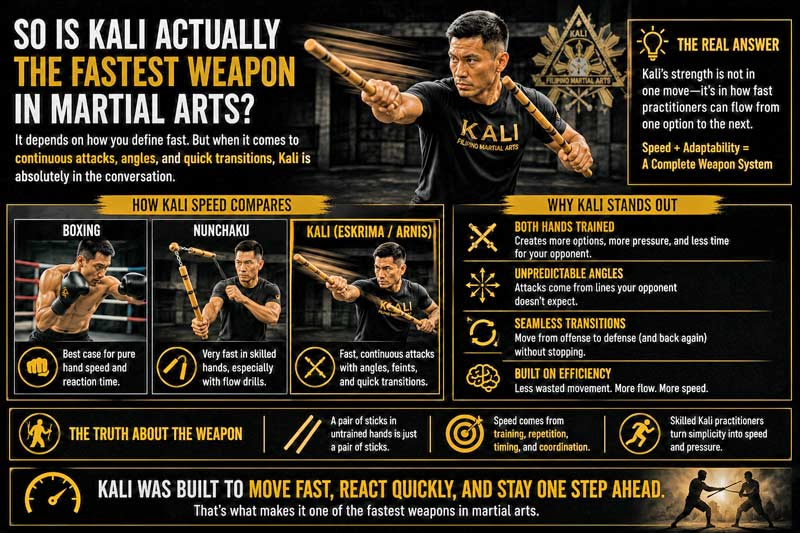 Kali martial arts speed comparison infographic