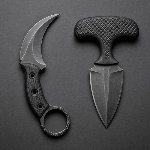 karambit and push dagger side by side