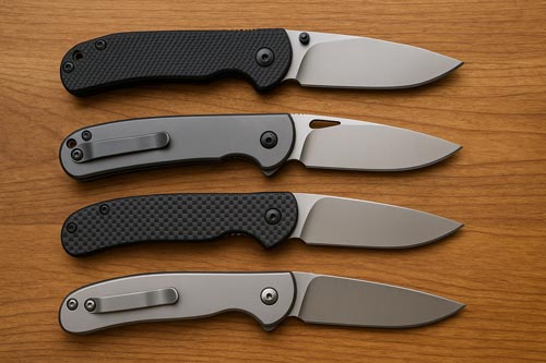 Comparison of various folding knife handle types.