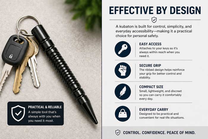 Infographic showing the effectiveness of a kubaton keychain