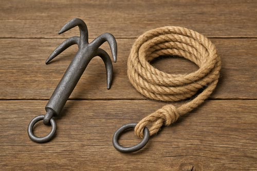 Ninja grappling hook and rope.
