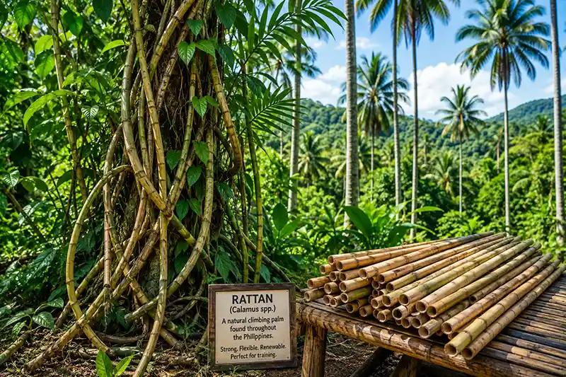 Rattan growing naturally in a tropical Philippine forest