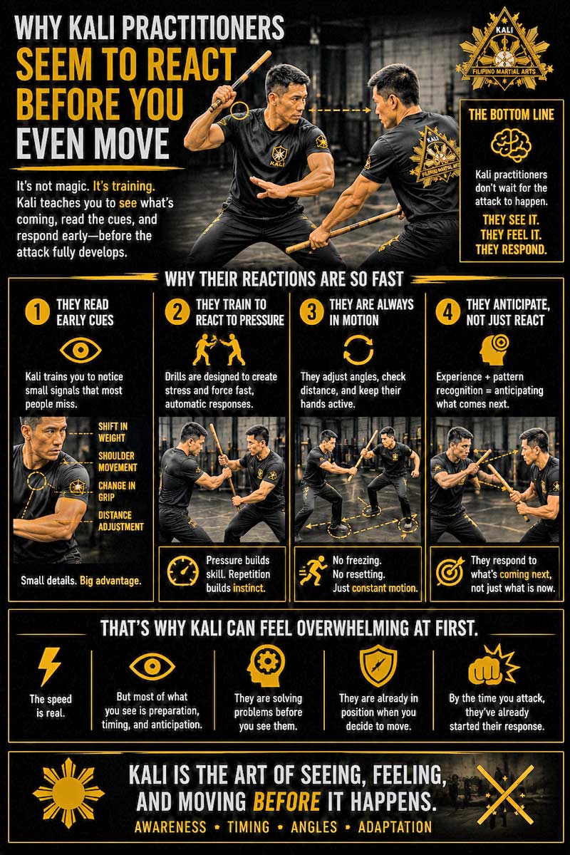 Kali reaction speed and anticipation training infographic