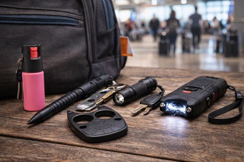Self-defense gear ready for travel