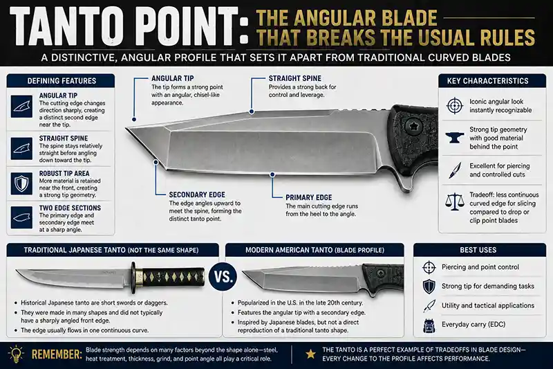 Tanto point blade shape compared with a traditional Japanese tanto