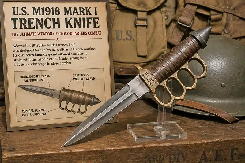 U.S. M1918 Mark I trench knife with brass knuckle guard