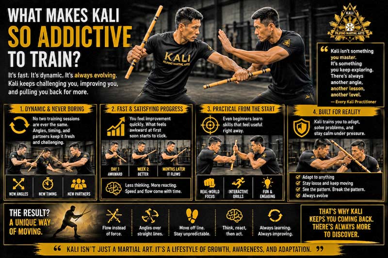 What makes Kali addictive martial arts infographic