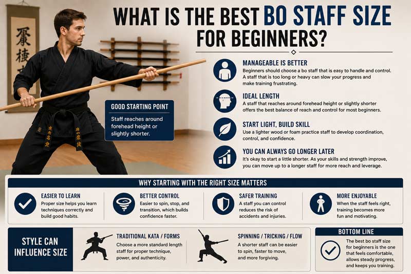 Best bo staff size for beginners showing proper staff length, beginner training tips, and martial arts sizing guidance