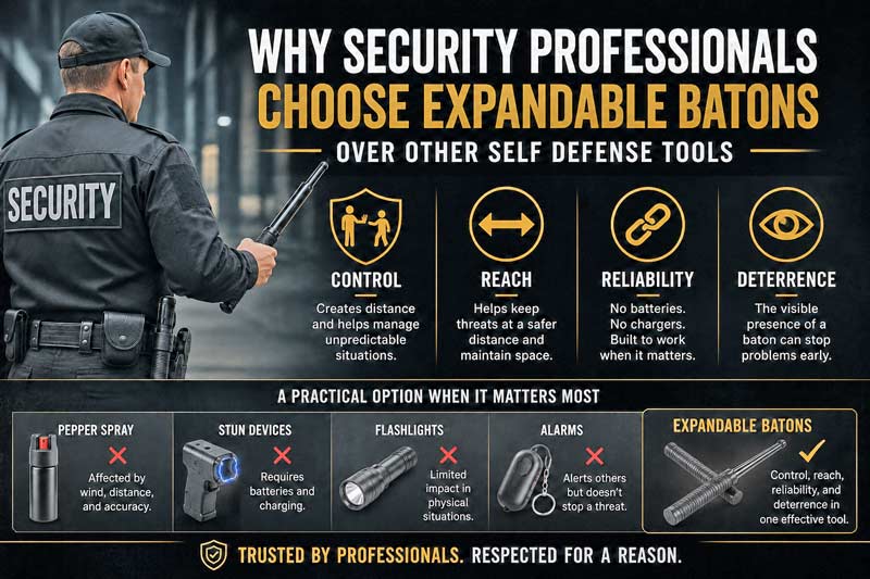 Security professionals choosing expandable batons infographic