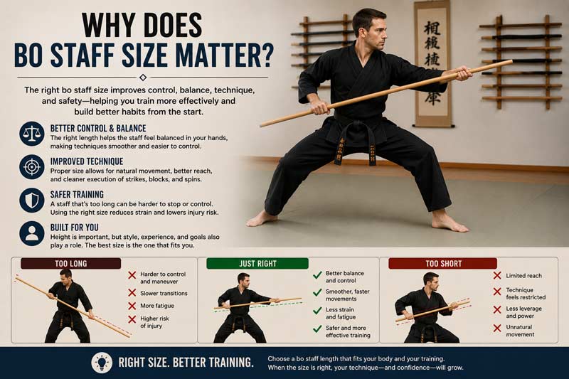 Why bo staff size matters for balance, control, technique, and safer martial arts training