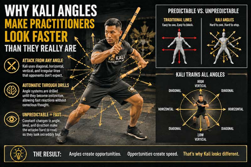 Kali stick fighting angle training infographic