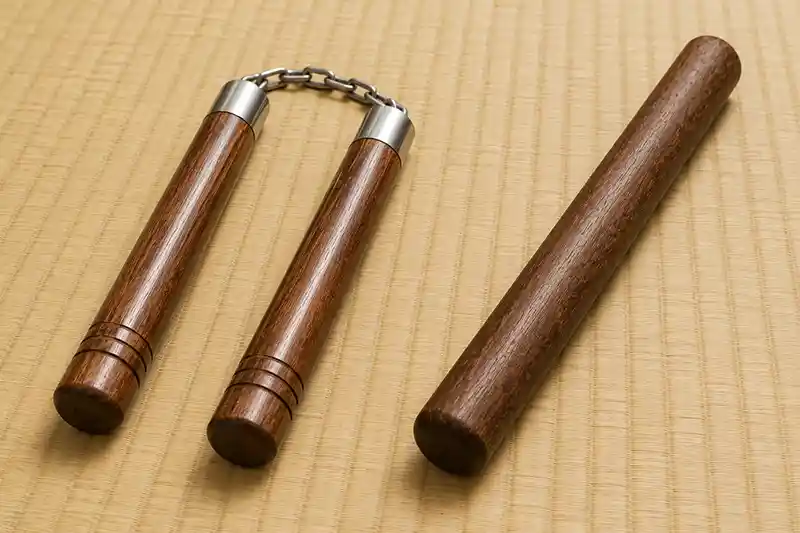 Wooden Martial Arts Weapons on Tatami