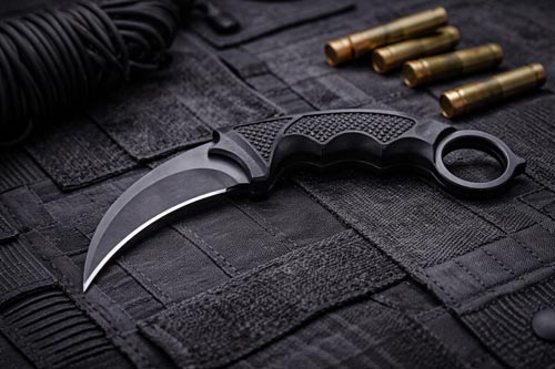 Karambit lying on a black cloth